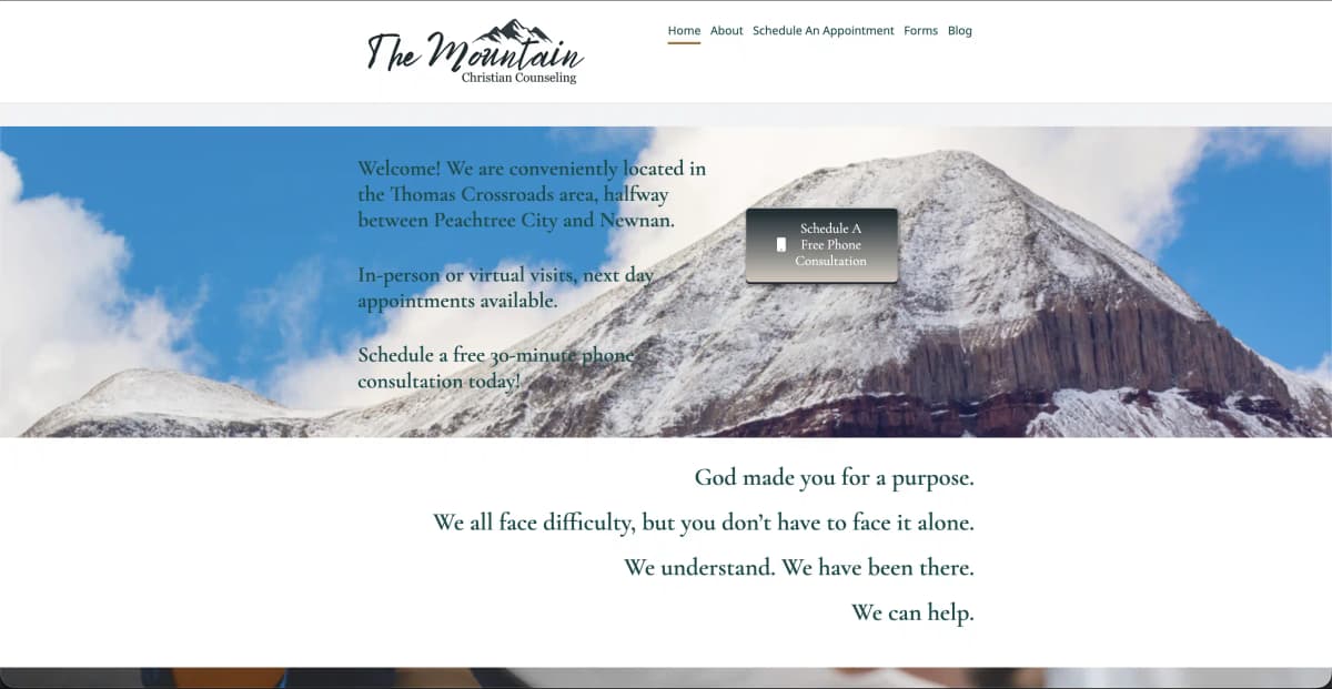 The Mountain Christian Counseling — Previous WordPress Homepage