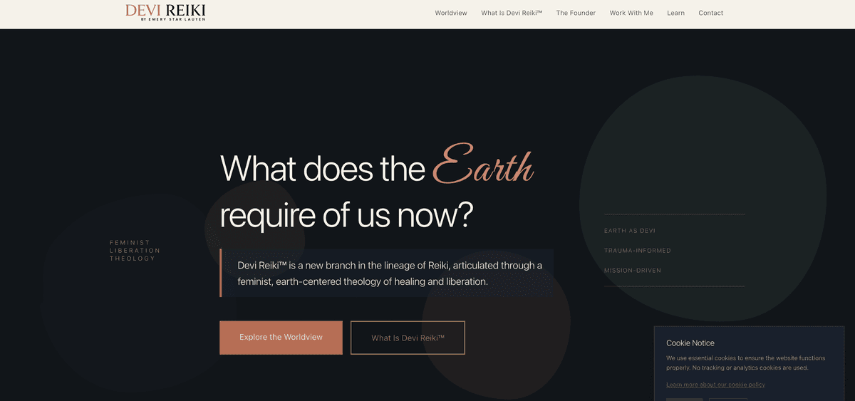 Devi Reiki Website Homepage