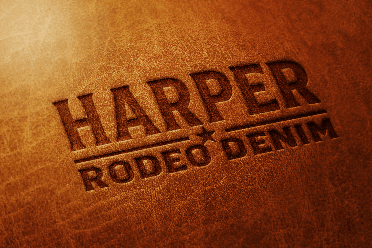 Harper Rodeo Denim Leather Logo Mockup