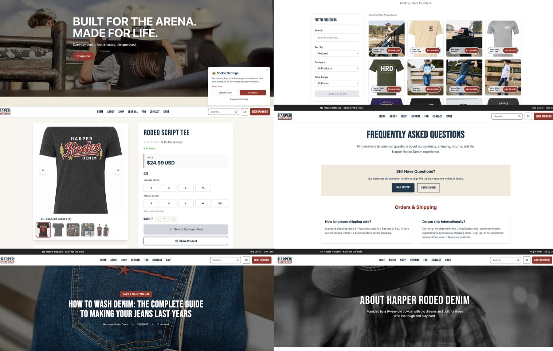 Harper Rodeo Denim website and apparel storefront