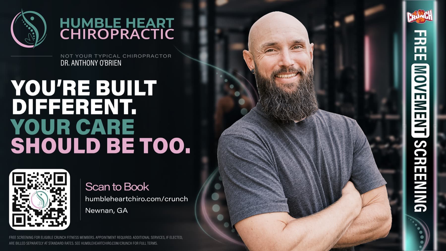 Humble Heart Chiropractic Crunch Fitness campaign artwork