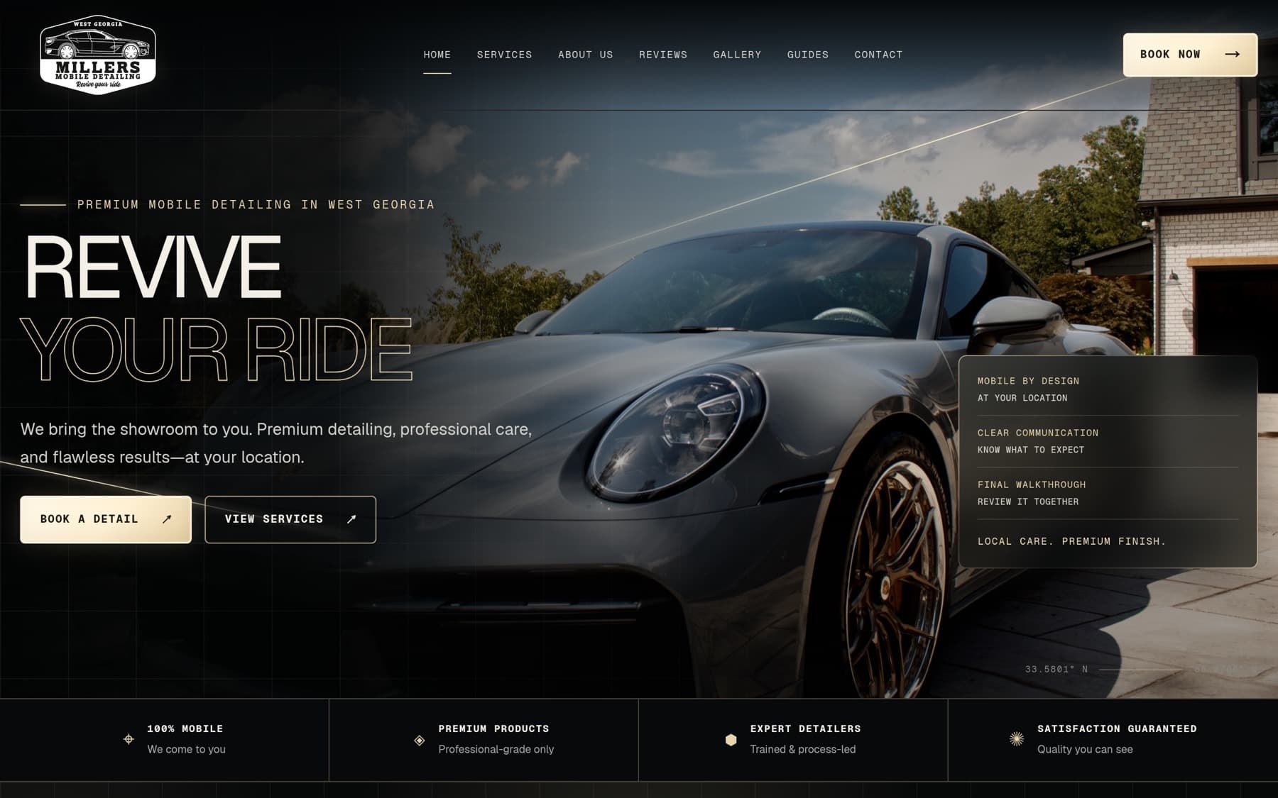 Miller's Mobile Detailing: Service website homepage