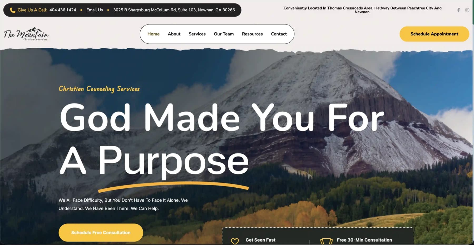 The Mountain Christian Counseling: Website after redesign