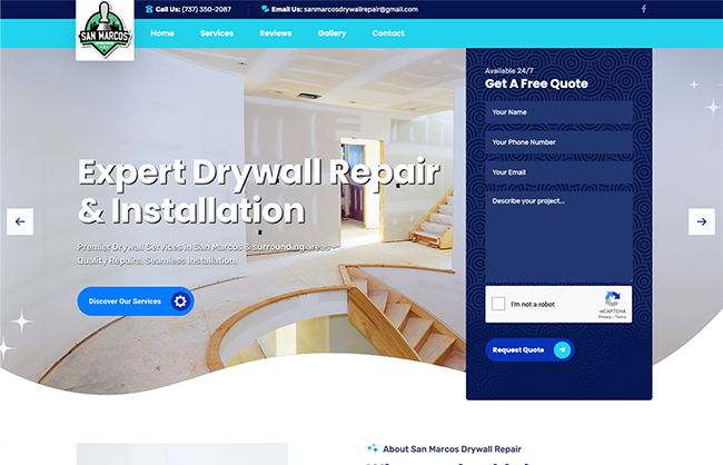 Screenshot of San Marcos Drywall Repair website project