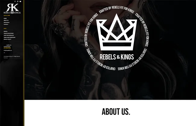 Screenshot of Rebels & Kings website project